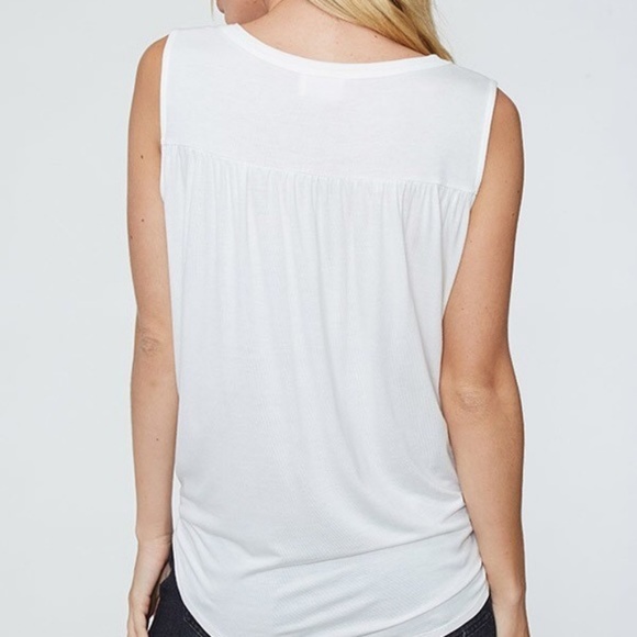 Payton White Button Up Tie Front Tank - Picture 4 of 4